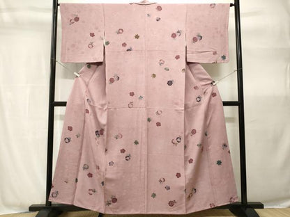 平和屋着物■上質な小紋　型染め　舞花文　正絹　逸品　CABH9059ev