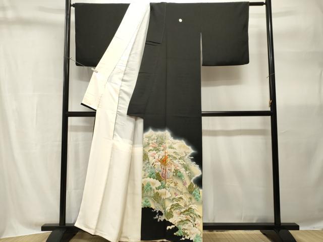 平和屋着物■豪華黒留袖　駒刺繍　鉾人物風景文　暈し染め　金彩　正絹　逸品　CABH9060ev