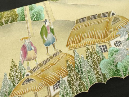 平和屋着物■豪華黒留袖　駒刺繍　鉾人物風景文　暈し染め　金彩　正絹　逸品　CABH9060ev