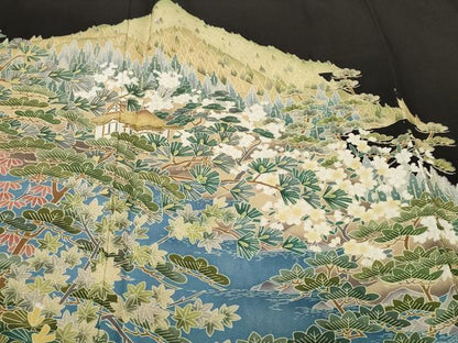 平和屋着物■豪華黒留袖　作家物　御所解文　正絹　逸品　CABH9061ev