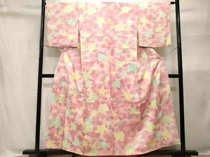平和屋着物■上質な小紋　楓　花文　暈し染め　正絹　逸品　CABH9062ev