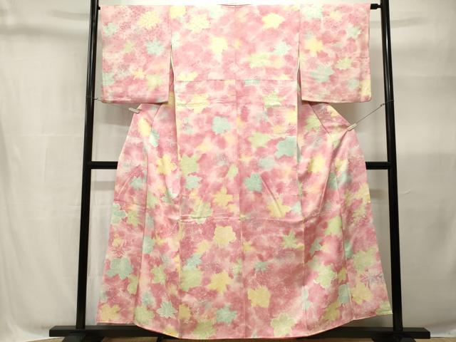 平和屋着物■上質な小紋　楓　花文　暈し染め　正絹　逸品　CABH9062ev