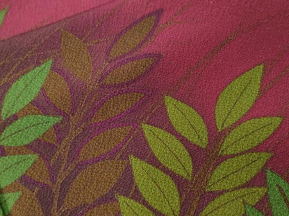 平和屋着物■訪問着　枝葉舞蝶文　暈し染め　金銀彩　正絹　逸品　CABH9069ev