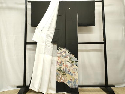 平和屋着物■豪華黒留袖　作家物　人物風景文　金彩　正絹　逸品　CABH9070ev