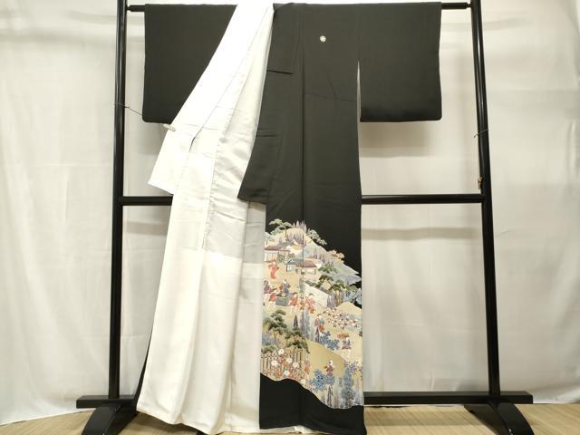 平和屋着物■豪華黒留袖　作家物　人物風景文　金彩　正絹　逸品　CABH9070ev