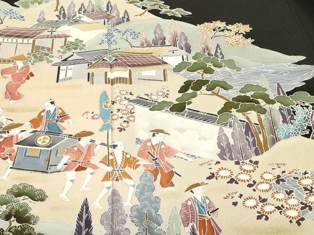 平和屋着物■豪華黒留袖　作家物　人物風景文　金彩　正絹　逸品　CABH9070ev