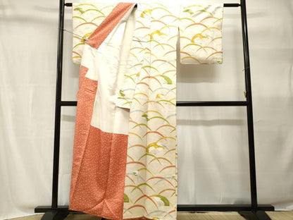 平和屋着物■上質な小紋　芝草扇面文　金彩　金通し地　正絹　逸品　CABH9072ev