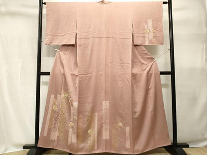 平和屋着物■訪問着　絞り　刺繍　籬草花文　金彩　正絹　逸品　CABH9073ev