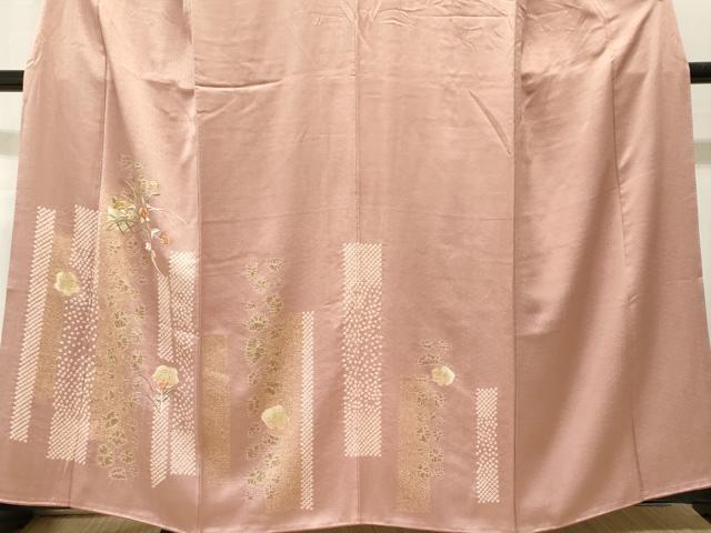 平和屋着物■訪問着　絞り　刺繍　籬草花文　金彩　正絹　逸品　CABH9073ev