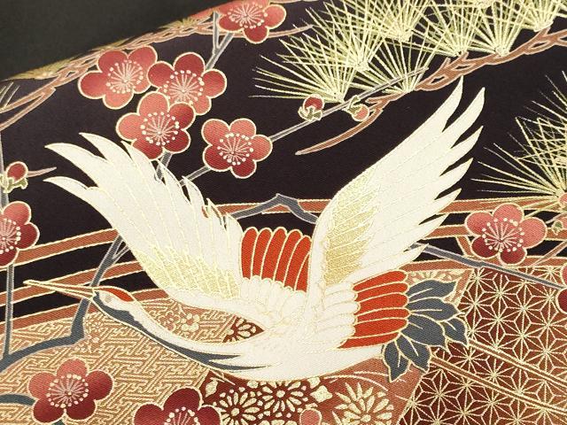 平和屋着物■豪華黒留袖　駒刺繍　飛鶴渡り橋流水花文　金彩　正絹　逸品　CABH9076ev