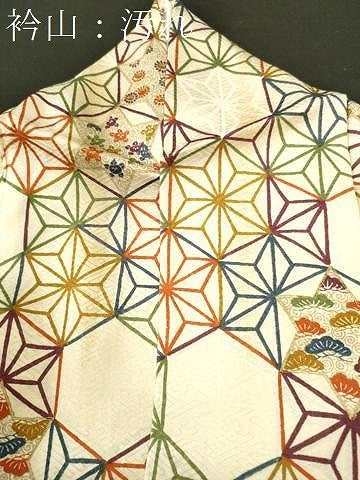 平和屋着物■上質な小紋　亀甲麻の葉文様　正絹　逸品　CABH9078ev