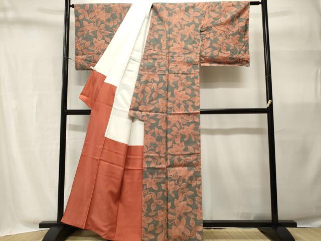 平和屋着物■上質な紬　枝桐文　正絹　逸品　CABH9082ev