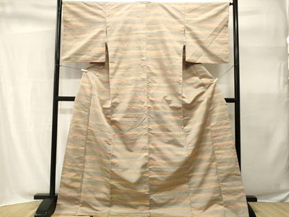 平和屋着物■上質な紬　横段霞文　ロング丈　正絹　逸品　CABH9085ev