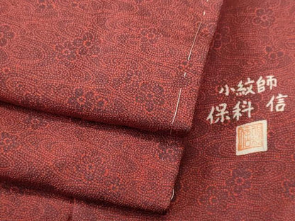 平和屋着物■小紋師　保科勝信　江戸小紋　流水梅文　正絹　逸品　CABH9086ev