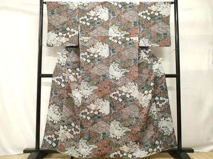 平和屋着物■上質な小紋　辻が花　鬼しぼ縮緬　正絹　逸品　CABH9088ev
