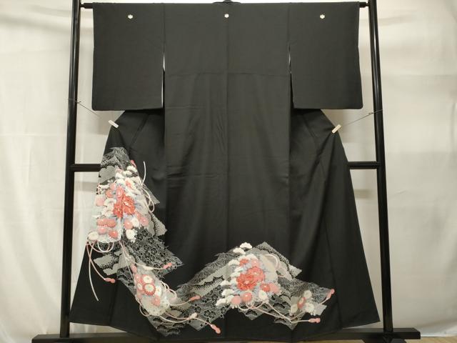平和屋着物■豪華黒留袖　松竹梅草花文　正絹　逸品　CABH9091ev