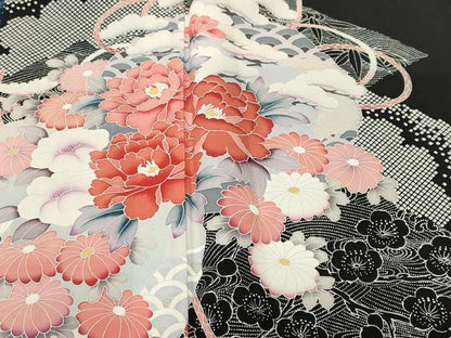 平和屋着物■豪華黒留袖　松竹梅草花文　正絹　逸品　CABH9091ev