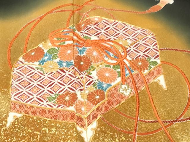平和屋着物■豪華黒留袖　駒刺繍　文箱草花文　暈し染め　金彩　正絹　逸品　CABH9094ev