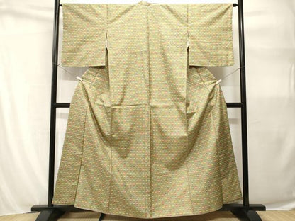 平和屋着物■本場染大島紬　蝶　幾何学文様　正絹　逸品　CABH9099ev