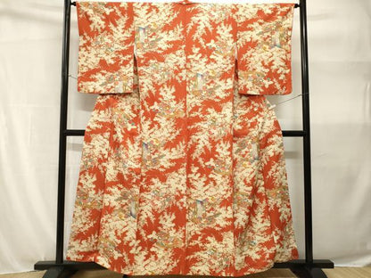 平和屋着物■上質な小紋　誰が袖冊子草花文　金彩　正絹　逸品　CABH9100ev