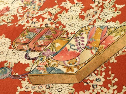 平和屋着物■上質な小紋　誰が袖冊子草花文　金彩　正絹　逸品　CABH9100ev