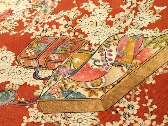 平和屋着物■上質な小紋　誰が袖冊子草花文　金彩　正絹　逸品　CABH9100ev