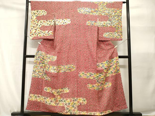 平和屋着物■訪問着　型染め　御所解文　飛鶴松竹梅　正絹　逸品　CABH9104ev