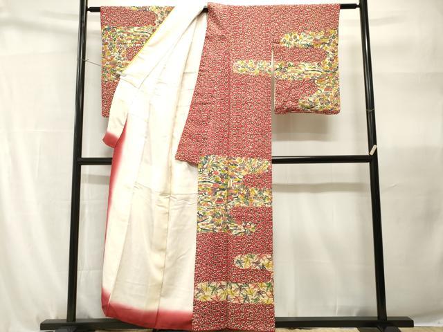 平和屋着物■訪問着　型染め　御所解文　飛鶴松竹梅　正絹　逸品　CABH9104ev