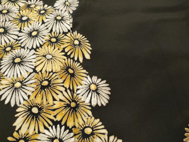 平和屋着物■豪華黒留袖　刺繍　菊文　金銀彩　正絹　逸品　CABH9107ev