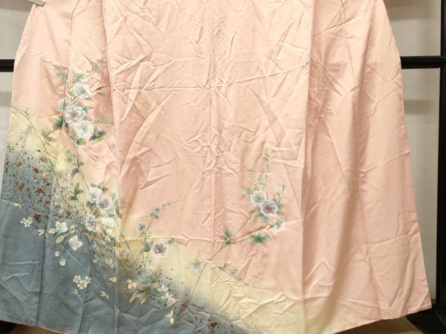 平和屋着物■訪問着　螺鈿　枝花蝶文　暈し染め　金彩　正絹　逸品　CABH9108ev