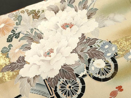 平和屋着物■豪華黒留袖　作家物　刺繍　花車文　暈し染め　金彩　正絹　逸品　CABH9109ev