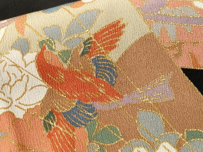 平和屋着物■豪華黒留袖　駒刺繍　檜扇鳳凰吉祥花文　金彩　正絹　逸品　CABH9110ev