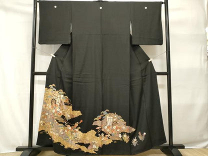 平和屋着物■豪華黒留袖　御所車花文　金彩　正絹　逸品　CABH9113ev
