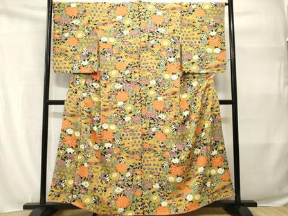 平和屋着物■上質な小紋　乱菊鳳凰七宝花文　黒地　正絹　逸品　CABH9114ev