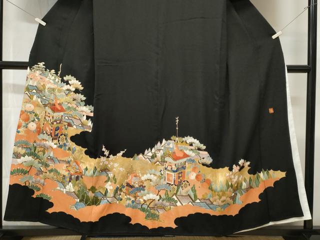 平和屋着物■豪華黒留袖　作家物　鉾人物風景文　金彩　正絹　逸品　CABH9120ev