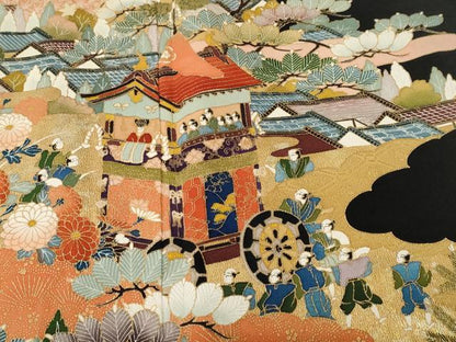 平和屋着物■豪華黒留袖　作家物　鉾人物風景文　金彩　正絹　逸品　CABH9120ev