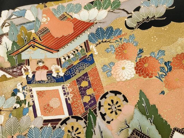 平和屋着物■豪華黒留袖　作家物　鉾人物風景文　金彩　正絹　逸品　CABH9120ev