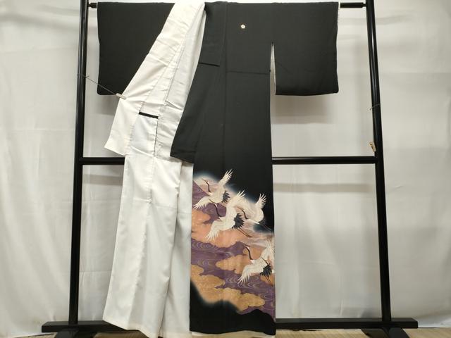平和屋着物■豪華黒留袖　作家文　飛鶴流水文　暈し染め　金彩　正絹　逸品　CABH9121ev