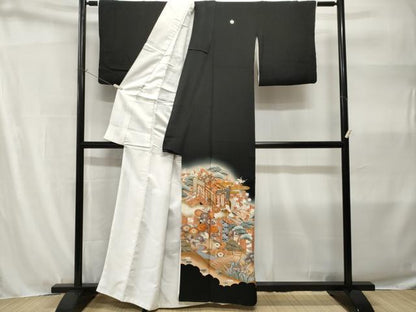 平和屋着物■豪華黒留袖　作家物　駒刺繍　御所解文　松竹梅　暈し染め　金彩　正絹　逸品　CABH9122ev
