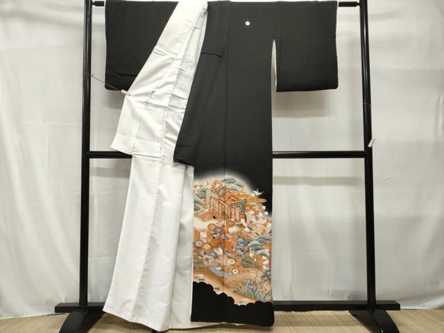 平和屋着物■豪華黒留袖　作家物　駒刺繍　御所解文　松竹梅　暈し染め　金彩　正絹　逸品　CABH9122ev