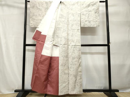 平和屋着物■上質な紬　御所車草花文　正絹　逸品　CABH9126ev