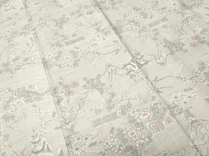 平和屋着物■上質な紬　御所車草花文　正絹　逸品　CABH9126ev