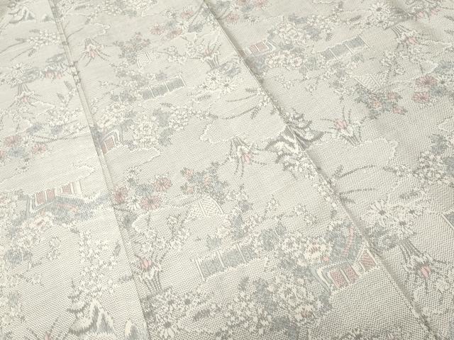平和屋着物■上質な紬　御所車草花文　正絹　逸品　CABH9126ev