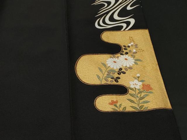 平和屋着物■豪華黒留袖　駒刺繍　雪輪飛躍花唐草文　金彩　正絹　逸品　CABH9127ev