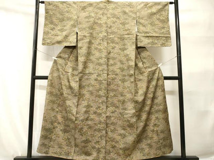 平和屋着物■上質な紬　七宝草花文　正絹　逸品　CABH9134ev