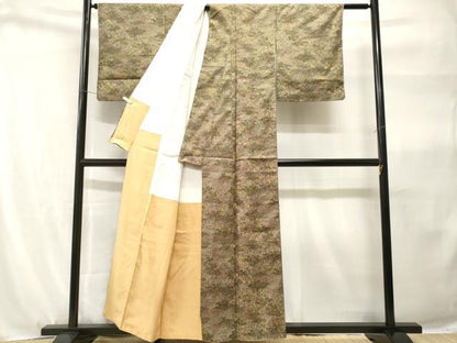 平和屋着物■上質な紬　七宝草花文　正絹　逸品　CABH9134ev