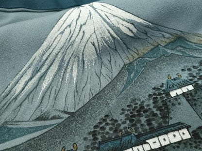平和屋着物■男性　長襦袢　無双仕立て　富士山　人物風景文　金彩　正絹　逸品　CABH9139ev