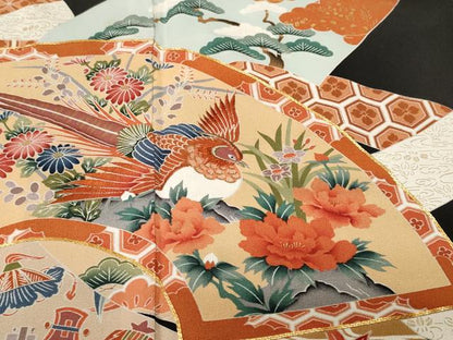 平和屋着物■豪華黒留袖　尾長鳥地紙宝尽し花文　金彩　正絹　逸品　CABH9142ev