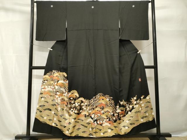 平和屋着物■豪華黒留袖　作家物　駒刺繍　浜松花文　金彩　正絹　逸品　CABH9143ev