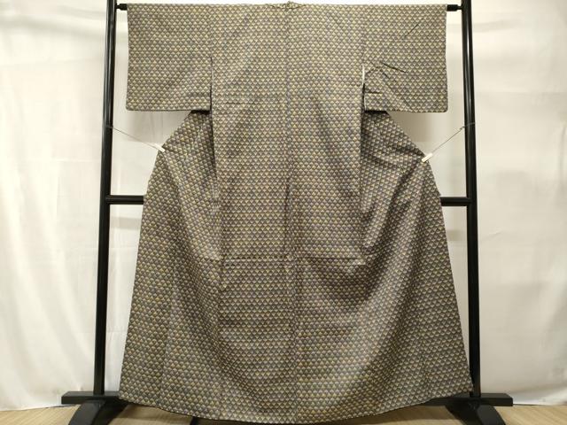 平和屋着物■上質なお召　幾何学文　正絹　逸品　CABH9148ev